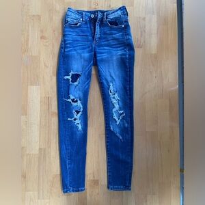 KanCan Skinny Dark Distressed Blue Jeans Size 25